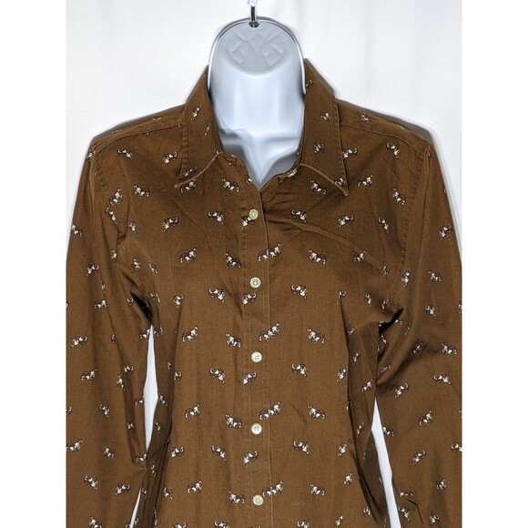 Vintage Orvis Horse Button Up Women's Sz 14 XL Brown Equestrian Western Cowgirl - Picture 3 of 13